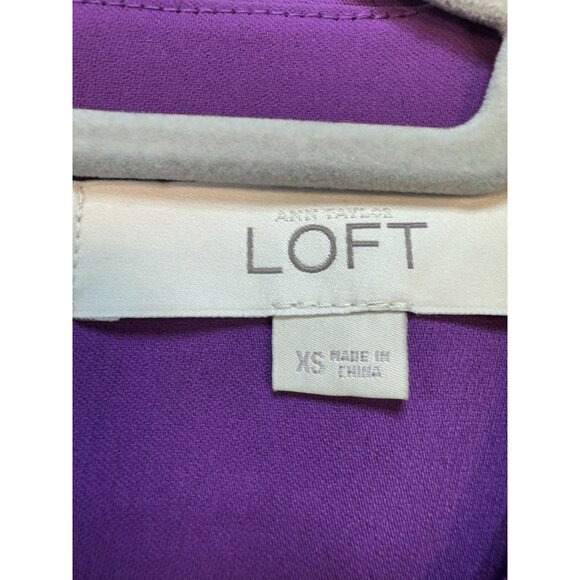 Ann Taylor Loft Ruffle Back Shift Dress Sleeveless Summer Purple Women's Size XS - Picture 2 of 8